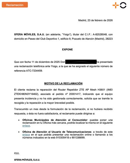 Reclamacion
